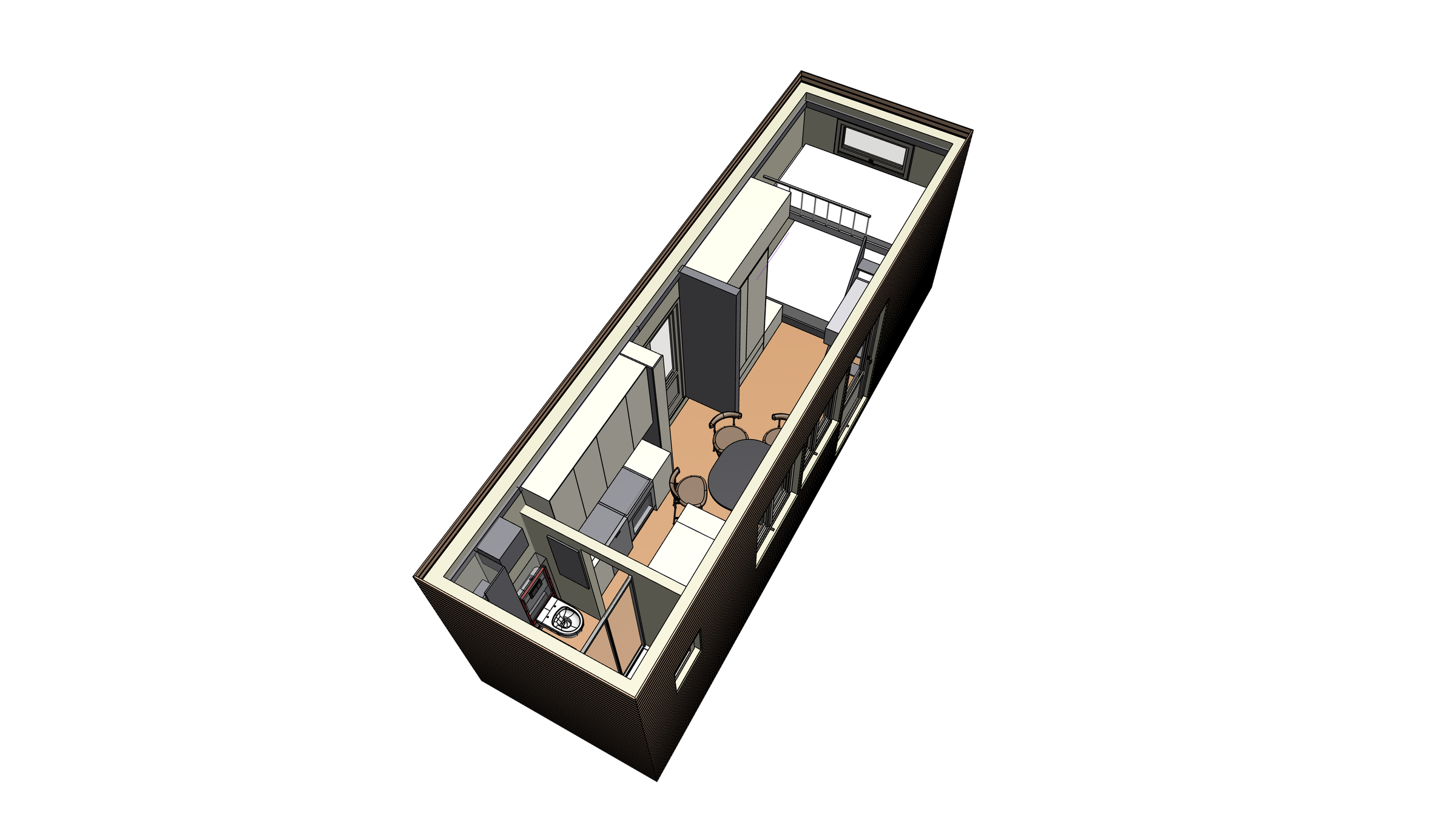 3D-Schnitt durch die Konstruktion eines rethink Tiny House